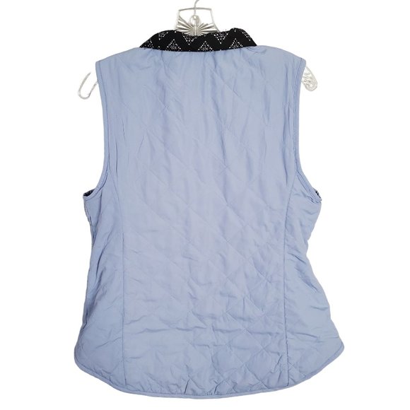Bit & Bridle Womens Size M Vest Quilted Reversible Shaped Fit Pockets Blue Black - Picture 4 of 10